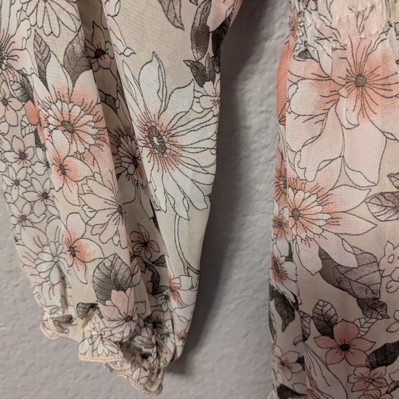 Kate And Lily Floral Long Sleeve Midi Dress Sheer Lined Tiered Sz 16W - Picture 8 of 12